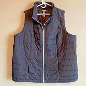 Catherines Womens Sport VEST Size 2X Black Full Zip Lightweight Quilted 22/24W
